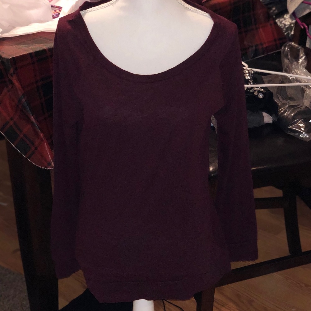 Pink Long Sleeve Maroon Shirt